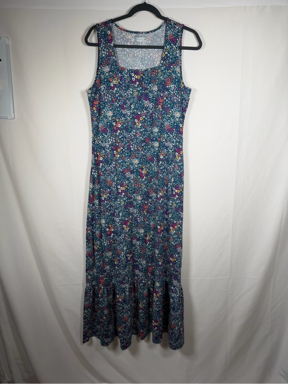 Lands' End Floral Maxi Dress in Navy with‎ Multicolor Flowers